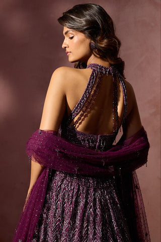 Net lehenga set for Indian Wedding – Wine Navyaa by Nitika Gujral