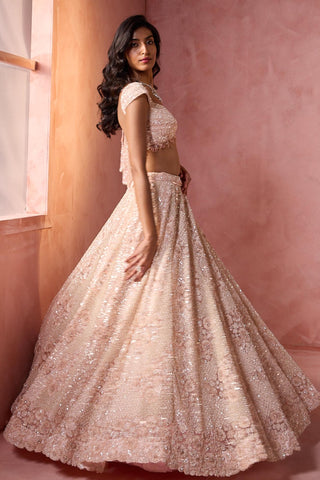 Net lehenga set for Indian Wedding – Blush Pink Navyaa by Nitika Gujral