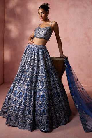 Net lehenga set for Indian Wedding – Blue Navyaa by Nitika Gujral