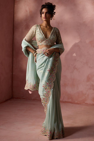 Lurex georgette saree for Indian Wedding – Aqua Navyaa by Nitika Gujral