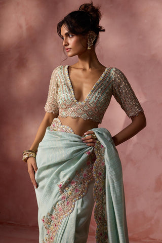 Lurex georgette saree for Indian Wedding – Aqua Navyaa by Nitika Gujral