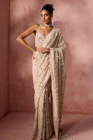 Net saree for Indian Wedding – Blush Pink Navyaa by Nitika Gujral