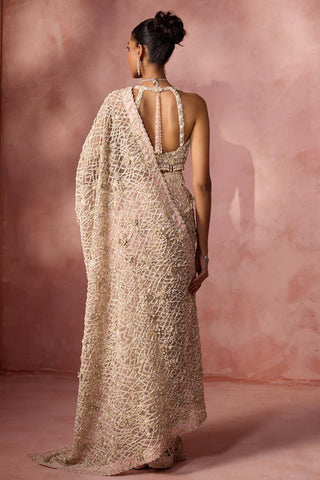 Net saree for Indian Wedding – Blush Pink Navyaa by Nitika Gujral