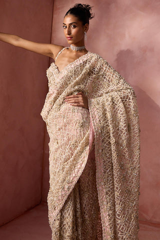Net saree for Indian Wedding – Blush Pink Navyaa by Nitika Gujral