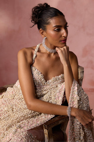 Net saree for Indian Wedding – Blush Pink Navyaa by Nitika Gujral