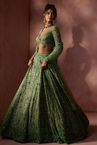 Lehenga set for Indian Wedding – Sage Green Navyaa by Nitika Gujral