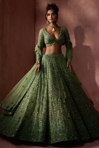 Lehenga set for Indian Wedding – Sage Green Navyaa by Nitika Gujral
