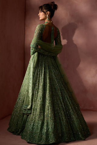 Lehenga set for Indian Wedding – Sage Green Navyaa by Nitika Gujral