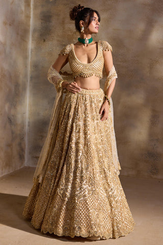 Cutwork lehenga set for Indian Wedding – Gold Navyaa by Nitika Gujral