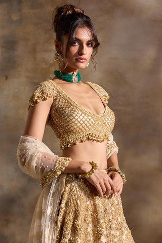Cutwork lehenga set for Indian Wedding – Gold Navyaa by Nitika Gujral