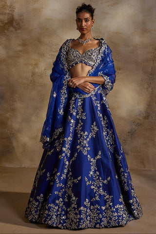 Gota work lehenga set for Indian Wedding – Electric Blue Navyaa by Nitika Gujral