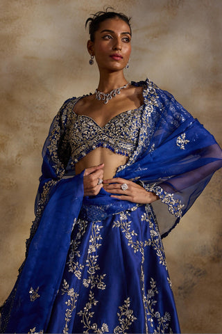 Gota work lehenga set for Indian Wedding – Electric Blue Navyaa by Nitika Gujral