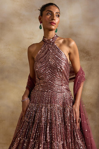 Navyaa gown for Contemporary Wear – Old Rose by Nitika Gujral