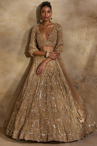 Lehenga set for Indian Wedding – Champagne Gold Navyaa by Nitika Gujral
