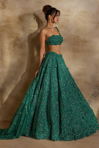Lehenga set for Indian Wedding – Forest Green Navyaa by Nitika Gujral