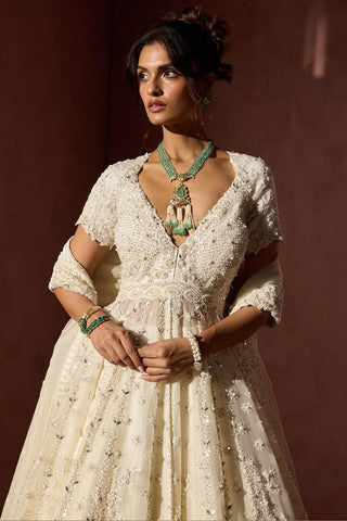 Lehenga set for Indian Wedding – Off White Kalidar Navyaa by Nitika Gujral