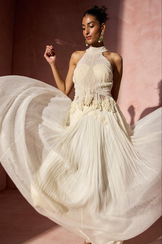 Skirt set for Contemporary Wear – Ivory Navyaa by Nitika Gujral