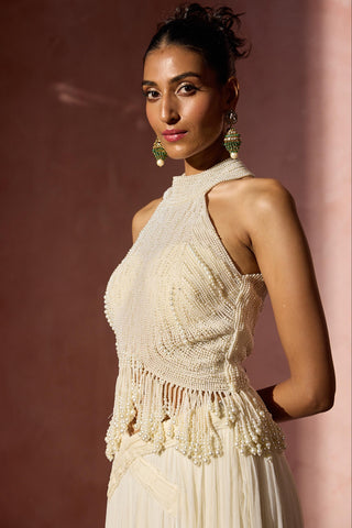 Skirt set for Contemporary Wear – Ivory Navyaa by Nitika Gujral