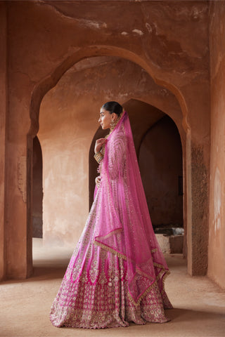 Pink tarana ombre lehenga set by Nitika Gujral at Mrs. G