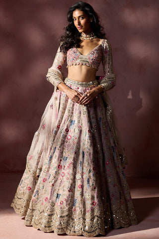 Organza lehenga set for Indian Wedding – Dusty Pink Navyaa by Nitika Gujral
