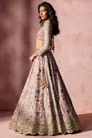 Organza lehenga set for Indian Wedding – Dusty Pink Navyaa by Nitika Gujral