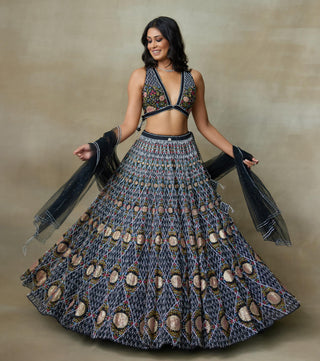 Lehenga Set Indian Wedding – Black Nightingale by Shasha Gaba