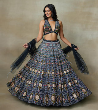 Lehenga Set Indian Wedding – Black Nightingale by Shasha Gaba