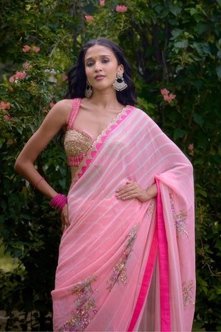 Haseena saree – Indian Wedding – pink festive drape by Nikasha