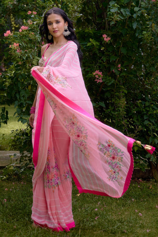 Haseena saree – Indian Wedding – pink festive drape by Nikasha