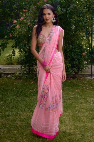 Haseena saree – Indian Wedding – pink festive drape by Nikasha