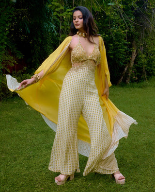 Janeman jumpsuit – Contemporary Wear – cream festive edit by Nikasha