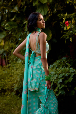 Kurta Contemporary Wear – Aqua blue Janeman Short by NIKASHA