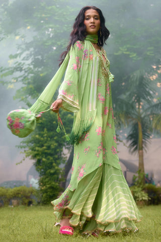 Kurta Sharara Set Contemporary Wear – Green Dilkush by NIKASHA
