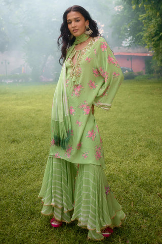 Kurta Sharara Set Contemporary Wear – Green Dilkush by NIKASHA