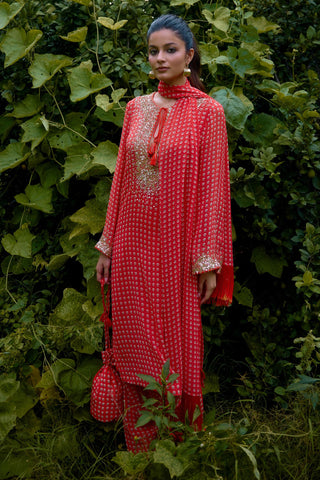 Kurta Contemporary Wear – Orange Dilruba Printed by NIKASHA