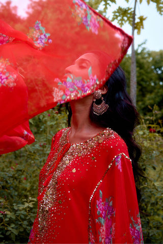 Kaftan Contemporary Wear – Red Dilruba by NIKASHA