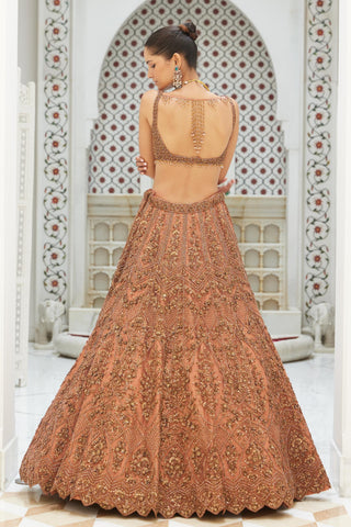 Lehenga Set Indian Wedding – Brown Net Evening Wear by Nitika Gujral