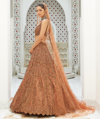 Lehenga Set Indian Wedding – Brown Net Evening Wear by Nitika Gujral