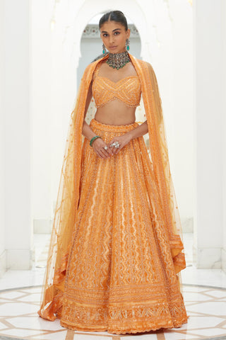 Lehenga Set Indian Wedding – Orange Festive Wear by Nitika Gujral
