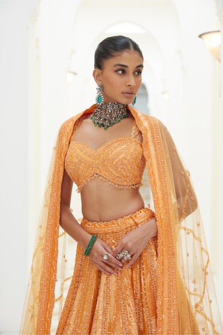 Lehenga Set Indian Wedding – Orange Festive Wear by Nitika Gujral