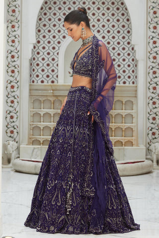 Lehenga Set Indian Wedding – Purple Embroidered by Nitika Gujral