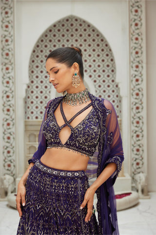 Lehenga Set Indian Wedding – Purple Embroidered by Nitika Gujral