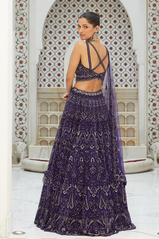 Lehenga Set Indian Wedding – Purple Embroidered by Nitika Gujral
