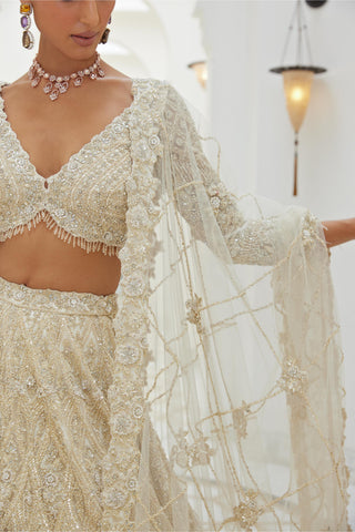 Lehenga Set Indian Wedding – Ivory Net Elegance by Nitika Gujral