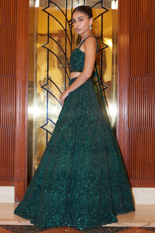 Lehenga Set Indian Wedding – Emerald Green by Nitika Gujral