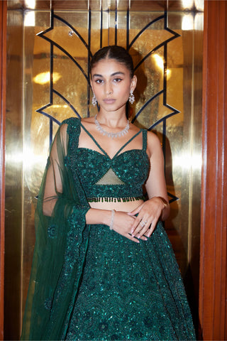 Lehenga Set Indian Wedding – Emerald Green by Nitika Gujral