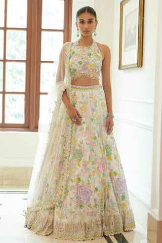 Lehenga Set Indian Wedding – Ivory Embroidered by Nitika Gujral