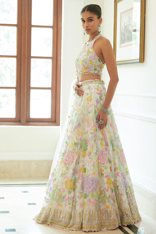 Lehenga Set Indian Wedding – Ivory Embroidered by Nitika Gujral