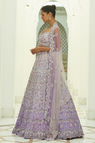 Organza Lehenga Set Indian Wedding – Purple Evening by Nitika Gujral
