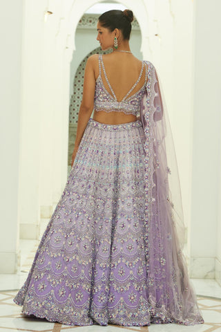 Organza Lehenga Set Indian Wedding – Purple Evening by Nitika Gujral